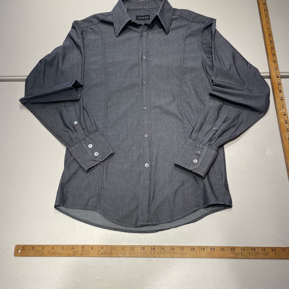 Gucci Charcoal Grey Lightweight Denim Shirt size 39/15 1/2 (medium tailored fit)